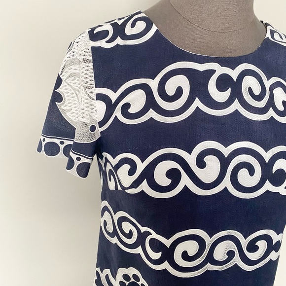 NWT J. Crew Navy Shift Ornate Lace Short Dress - Picture 2 of 11